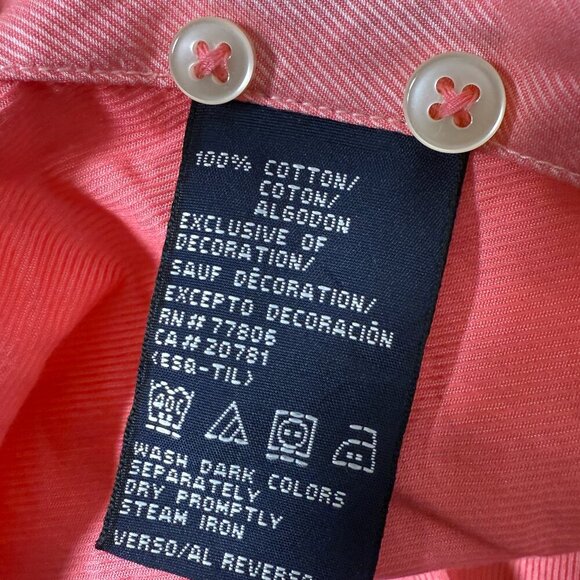 Tommy Hilfiger Button Down Long Sleeve Shirt Pink/Coral White Sz XL - Picture 10 of 10